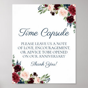 Marsala Floral Wedding Time Capsule Poster
