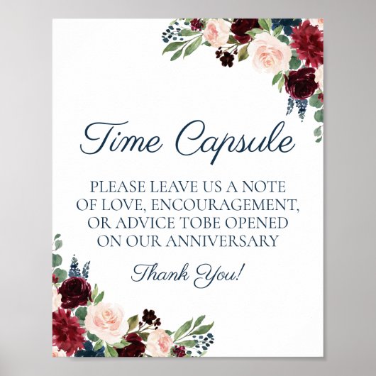 Marsala Floral Wedding Time Capsule Poster (Voorkant)