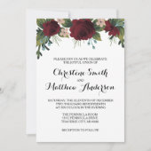 Marsala Floral Winter Huwelijksuitnodiging Kaart (Voorkant)