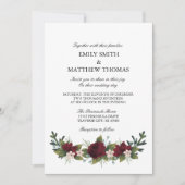 Marsala Floral Winter Wedding Invite Kaart (Voorkant)
