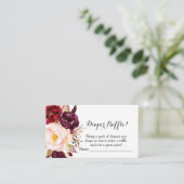 Marsala Flowers baby shower Luier Raffle Cards Informatiekaartje (Staand voorkant)