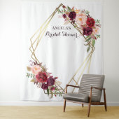 Marsala flowers Bridal Shower photo backdrop  Wandkleed (In situ)