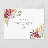 Marsala Flowers Geometric be My Maid of Honor Kaar Uitnodiging Briefkaart (Achterkant)