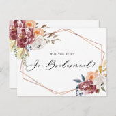 Marsala Flowers Geometric Junior Bridesmaid Kaart (Voorkant / Achterkant)