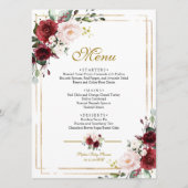 Marsala Flowers & Gold Lijst Baby shower Menu (Voorkant)