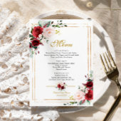 Marsala Flowers & Gold Lijst Baby shower Menu