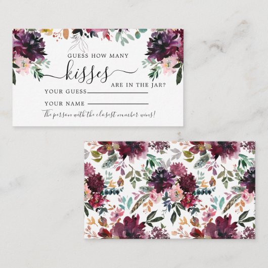 Marsala Flowers Hoeveel Kisses-gamekaart Plaatskaartje (Voorkant / Achterkant)