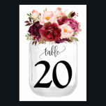 Marsala Flowers Mason Jar Country Weddenschap Kaart<br><div class="desc">Mason Jar met waterverf marsala floral design. Romantic boho chic style. U moet elk lijstaantal afzonderlijk creëer. 1. Voeg lijstaantal aan ontwerp toe. 2. Voeg toe aan je kar. 3. Herhaal voor elk tabelnummer dat u nodig hebt. Voor extra veranderingen (doopvontkleur, doopvontstijl, verwijder of beweeg elementen, verander andere formulering "Lijst"...</div>