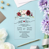 Marsala Flowers Niets Fancy Alleen Liefde Elopemen Acryl Uitnodigingen (Insitu (Huwelijk))