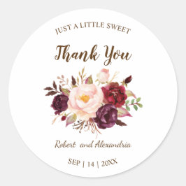 Marsala Flowers Sweet Treat Weddenschap Ronde Sticker