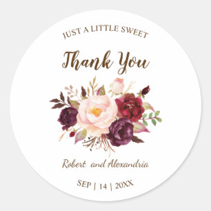 Marsala Flowers Sweet Treat Weddenschap Ronde Sticker