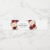 Marsala Flowers Vrijgezellenfeest Bruiloft Waterfles Etiket (Enkel label)