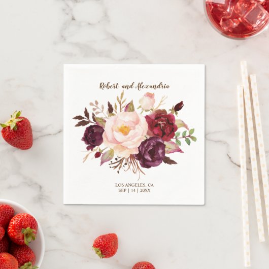 Marsala Flowers Vrijgezellenfeest Huwelijksrecepti Servet (Insitu)