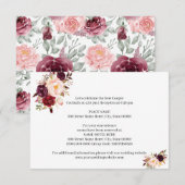 Marsala Flowers Vrijgezellenfeest Wedding Details Informatiekaartje (Voorkant / Achterkant)