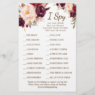 Marsala Flowers Weddenschappen Reception I Spy Gam Flyer