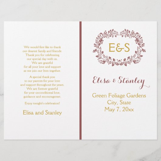 Marsala foliage met lijst bruiloft (Voorkant)