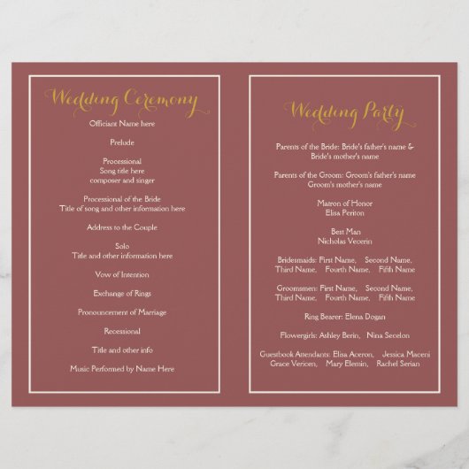 Marsala foliage met lijst bruiloft (Achterkant)