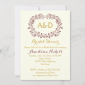 Marsala gebladerte & initialen bruiloft vrijgezell kaart (Voorkant)