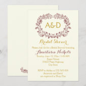 Marsala gebladerte & initialen bruiloft vrijgezell kaart (Voorkant / Achterkant)