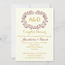 Marsala gebladerte krans bruiloft koppels douche kaart