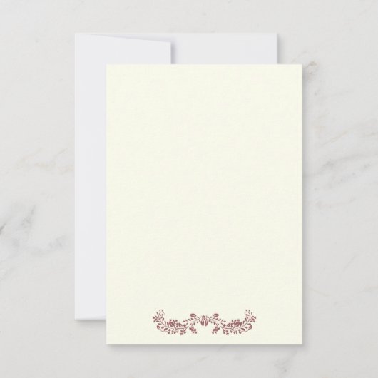 Marsala gebladerte krans lijst bruiloft RSVP (Achterkant)