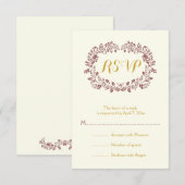 Marsala gebladerte krans lijst bruiloft RSVP Kaartje (Voorkant / Achterkant)