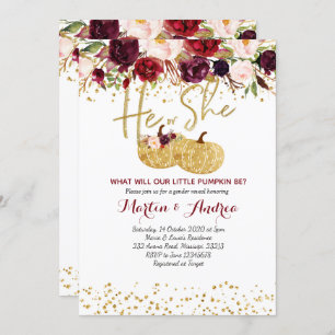 Marsala Gender onthulling Baby shower Uitnodiging