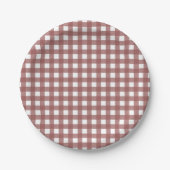 Marsala Gingham Pattern Papieren Bordje (Voorkant)