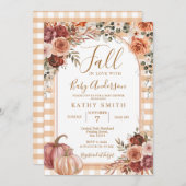 Marsala Gingham Pumpkin Herfst Verliefd Baby showe Kaart (Voorkant / Achterkant)