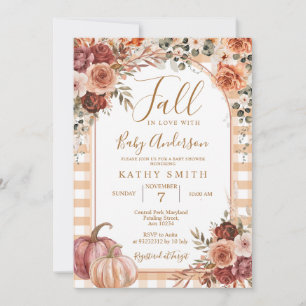 Marsala Gingham Pumpkin Herfst Verliefd Baby showe Kaart