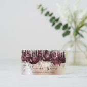 Marsala Glitter Drips Logo Event Planner geborstel Visitekaartje (Staand voorkant)