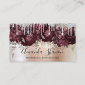 Marsala Glitter Drips Logo Event Planner geborstel Visitekaartje (Voorkant)