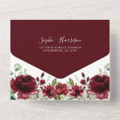 Marsala Gold Geometric Burgundy Wedding All In One Uitnodiging (Achterkant)