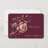 Marsala Gold Painted Peony Wedding Dank je wel kaa RSVP Kaartje (Voorkant)