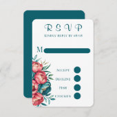 Marsala Gold Painted Peony Wedding RSVP Kaarten (Voorkant / Achterkant)