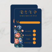 Marsala Gold Painted Peony Wedding RSVP Kaarten (Voorkant / Achterkant)