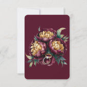 Marsala Gold Painted Peony Wedding RSVP Kaarten (Achterkant)