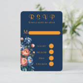 Marsala Gold Painted Peony Wedding RSVP Kaarten Kaartje (Staand voorkant)