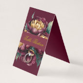 Marsala Gold Peony Trouwringen Tafelnummer (Voorkant)