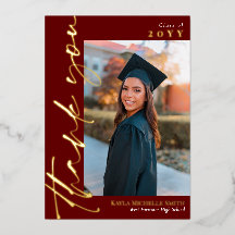 Marsala Gold Script Photo Afstuderen Hartelijk dan