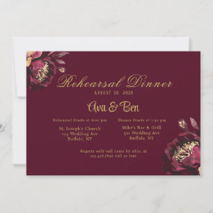 Marsala Gold Waterverf Peony repetitie diner Kaart