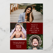 Marsala Goud Calligrafie Foto Afstuderen Folie Uitnodiging (Achterkant)