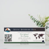 Marsala Green Cruise Boarding Pass Wedding Kaart (Staand voorkant)