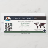 Marsala Green Cruise Boarding Pass Wedding Kaart (Voorkant)