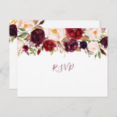 Marsala Greenery Floral bruiloft rsvp buffet 4163 Uitnodiging Briefkaart (Voorkant / Achterkant)