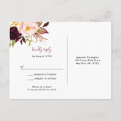 Marsala Greenery Floral bruiloft rsvp buffet 4163 Uitnodiging Briefkaart (Achterkant)