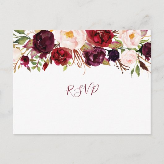 Marsala Greenery Floral bruiloft rsvp buffet 4163 Uitnodiging Briefkaart (Voorkant)