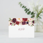 Marsala Greenery Floral bruiloft rsvp buffet 4163 Uitnodiging Briefkaart (Staand voorkant)