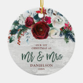 Marsala Greenery persoonlijke voornaam de heer & m Keramisch Ornament (Voorkant)