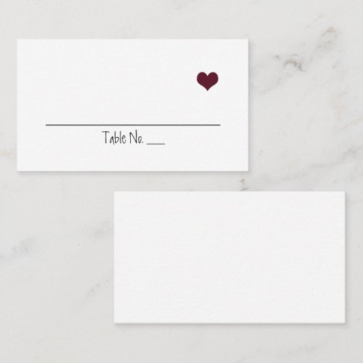 Marsala Heart Wedding Plaatskaarten Plaatskaartje (Voorkant / Achterkant)